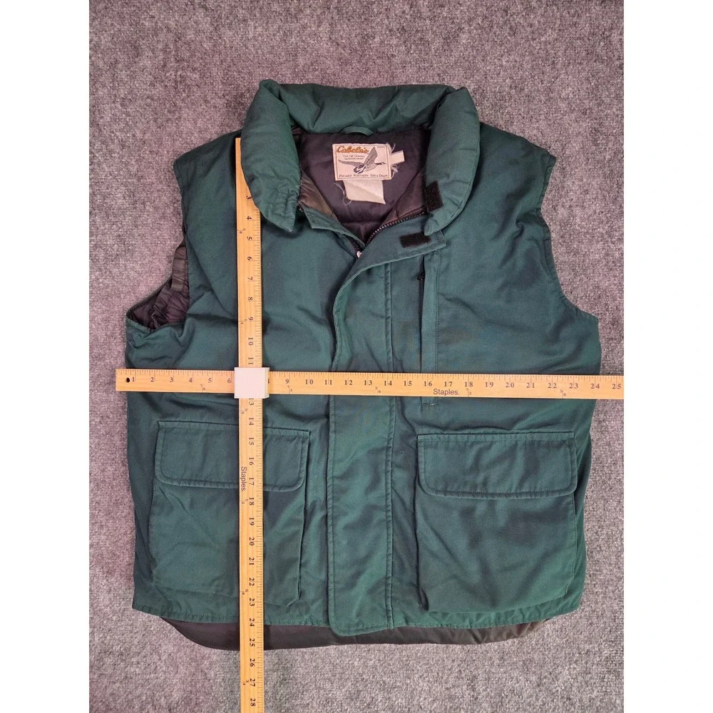 Vintage Cabela's Goose Down Puffer Vest Mens Large Green Insulated Outdoor